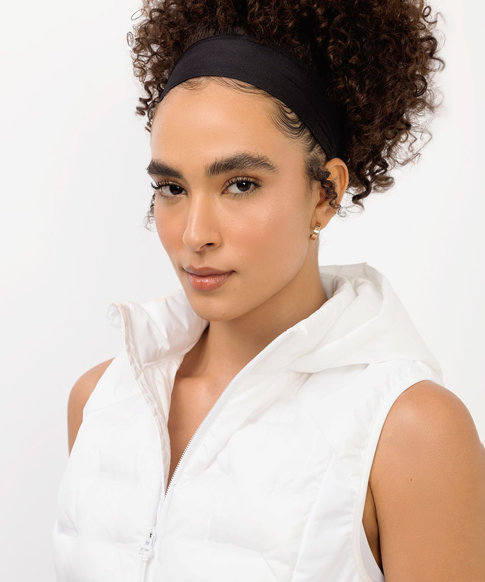 colete puffer feminino alongado esportivo branco