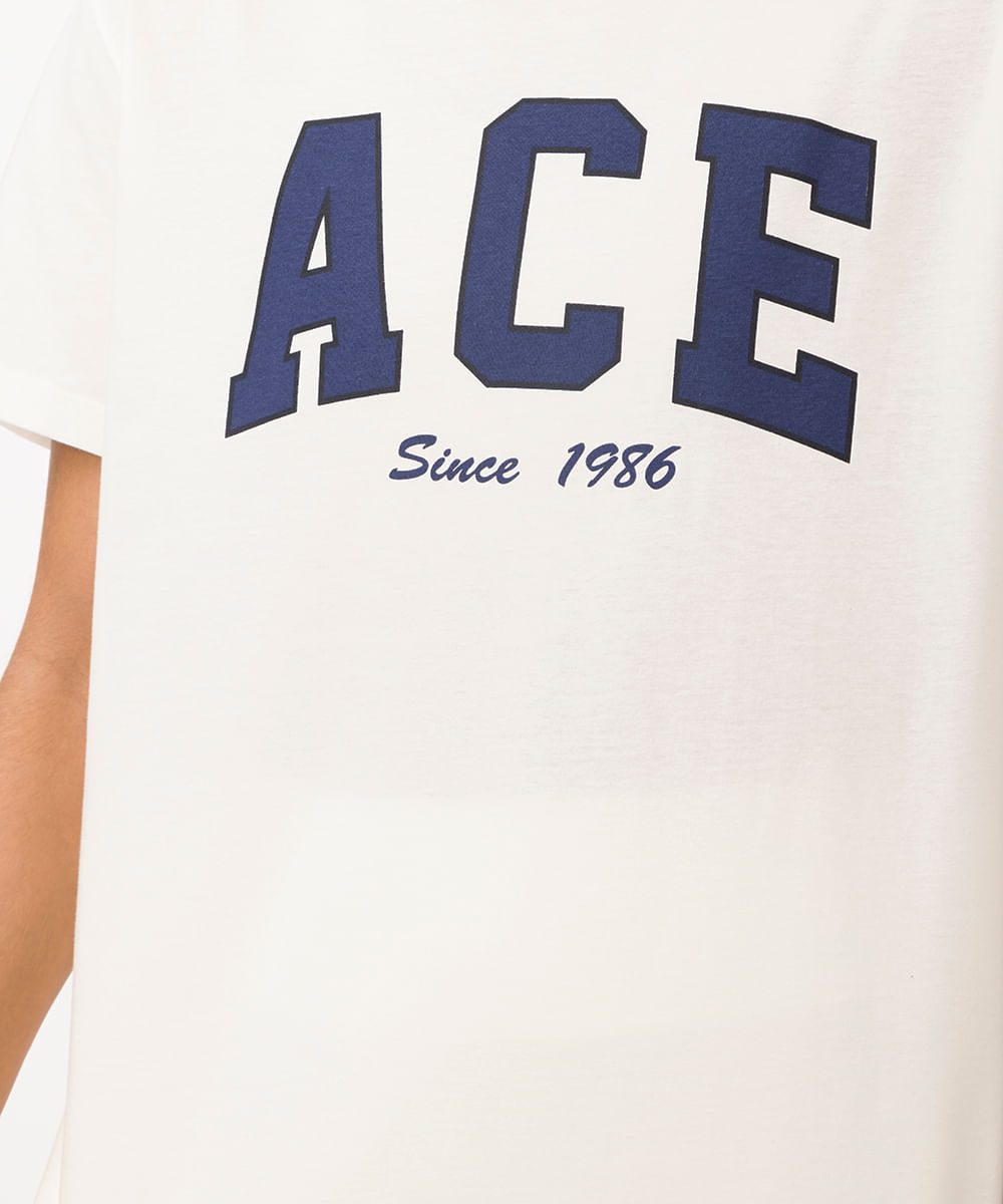 camiseta feminina esportiva ace de algodão branca