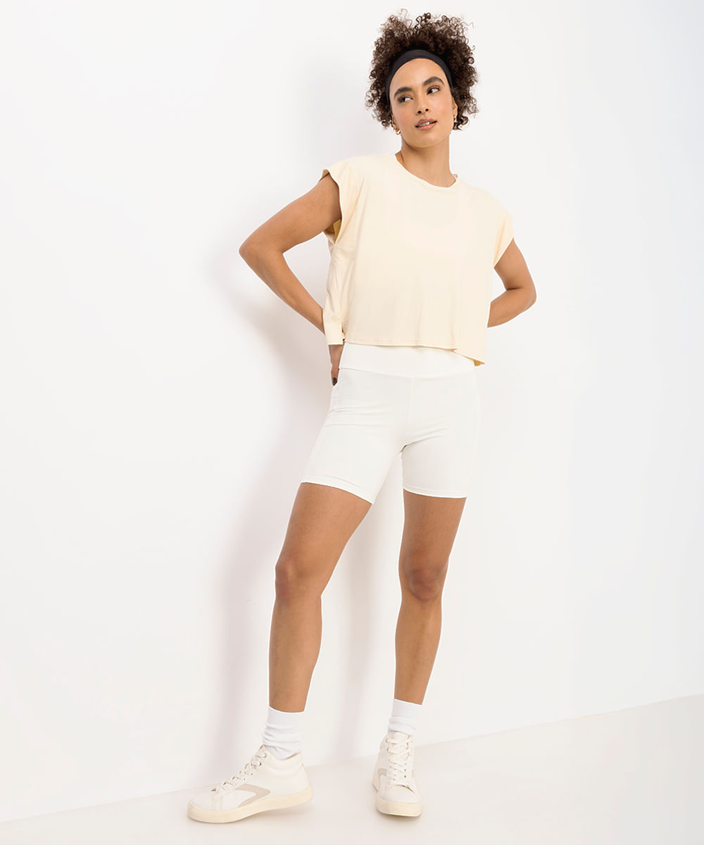 camiseta feminina muscle esportiva ace bege