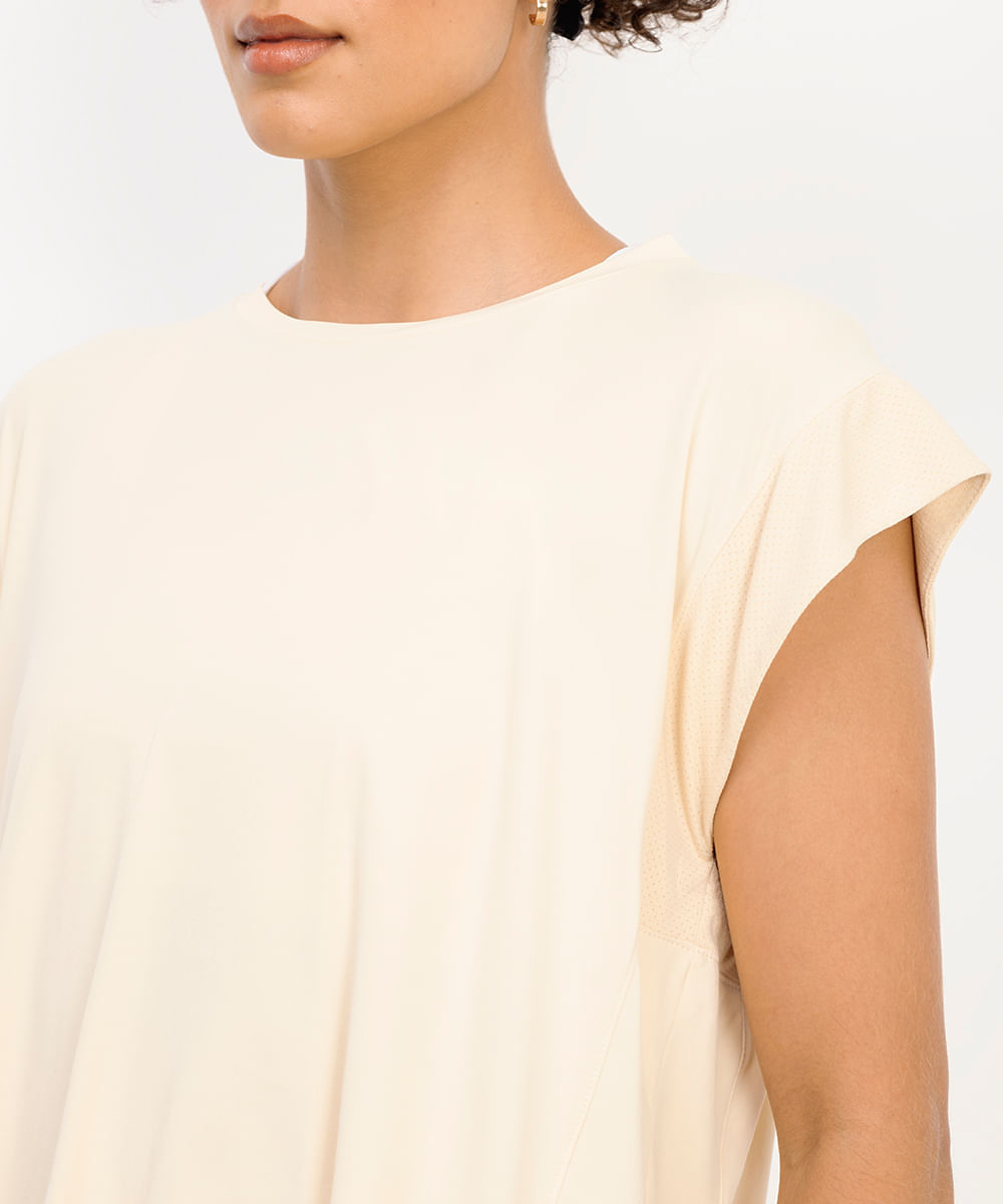 camiseta feminina muscle esportiva ace bege