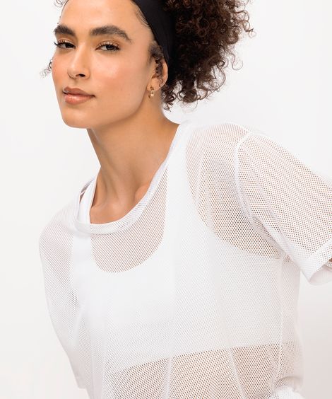 camiseta esportiva feminina de tela branca