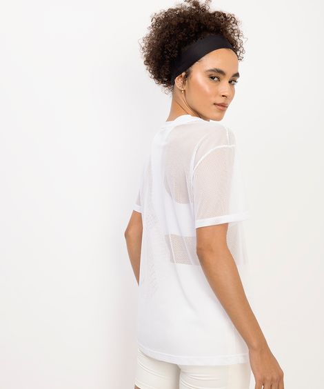 camiseta esportiva feminina de tela branca