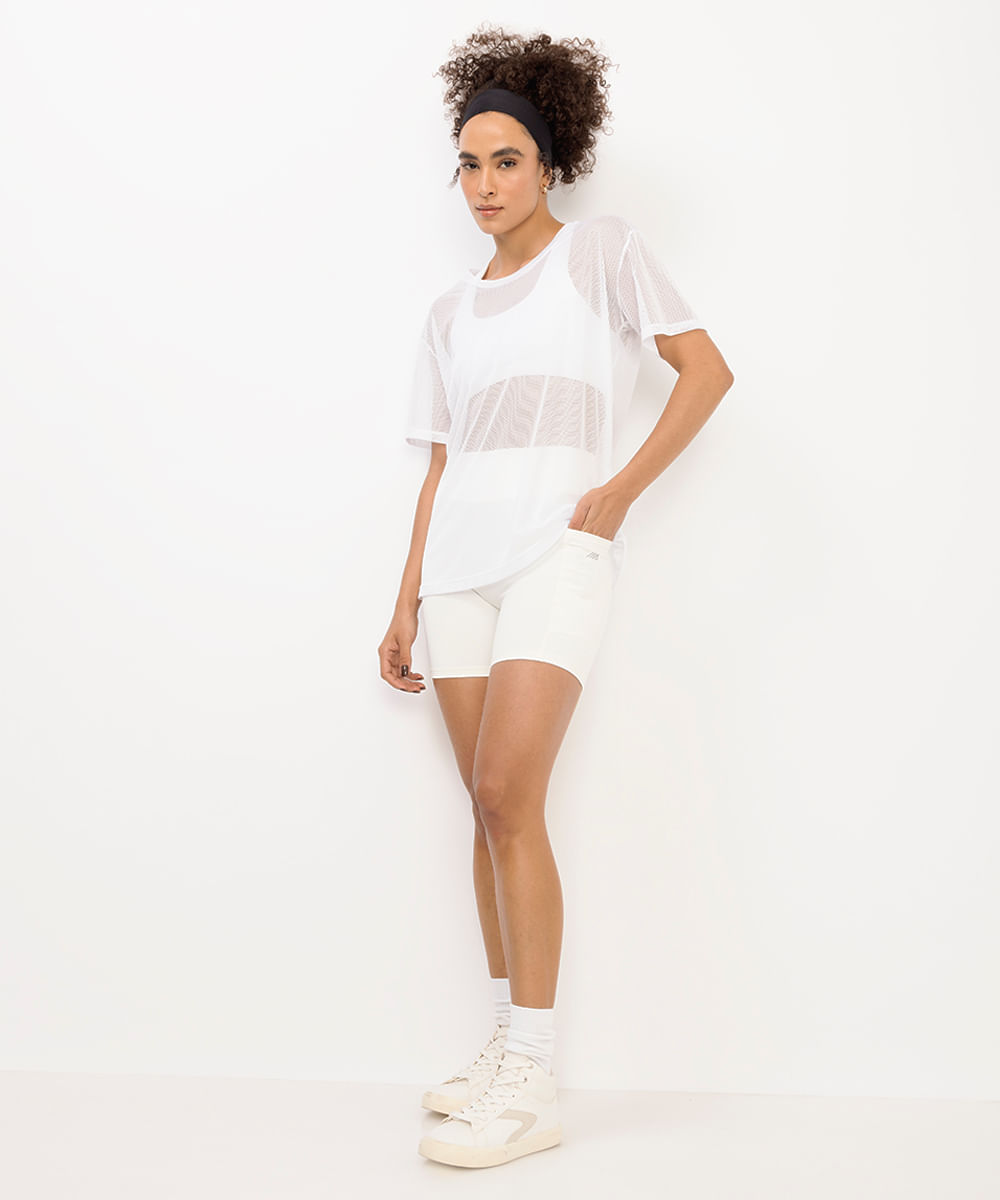 camiseta esportiva feminina de tela branca