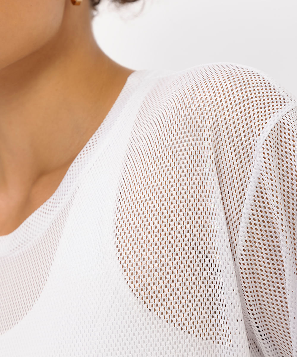 camiseta esportiva feminina de tela branca