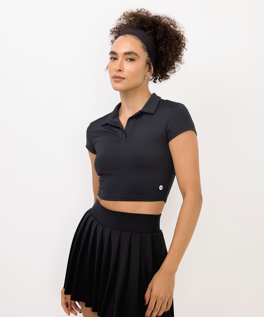 polo slim esportiva feminina preto