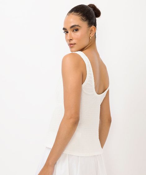 blusa texturizada com amarração off white