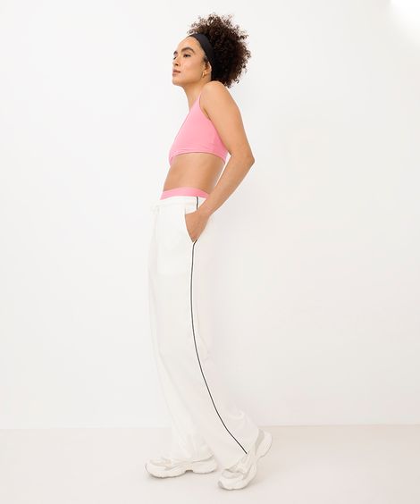 calça reta feminina esportiva com nervura branca