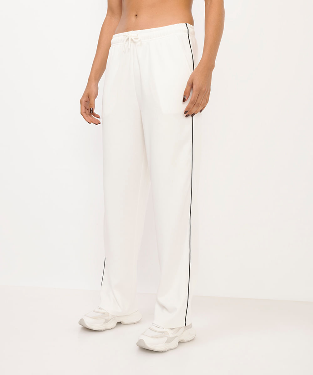 calça reta feminina esportiva com nervura branca