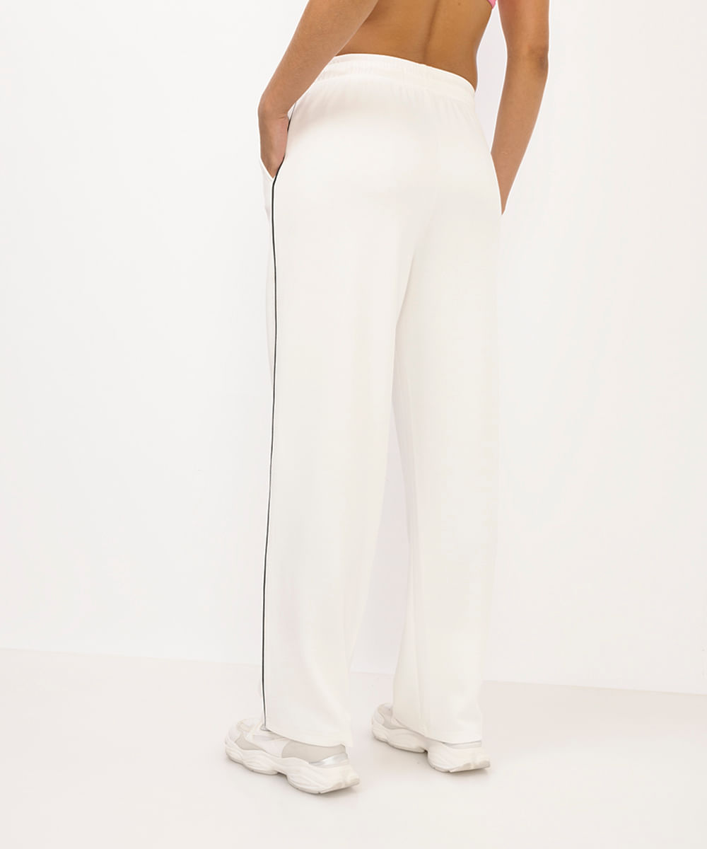 calça reta feminina esportiva com nervura branca