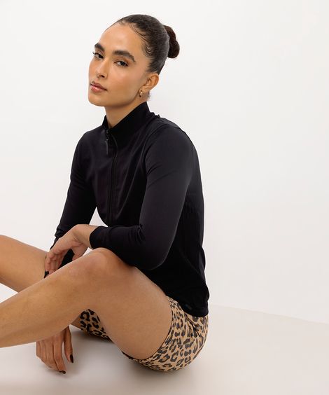 casaco feminino esportivo ace texturizado preto