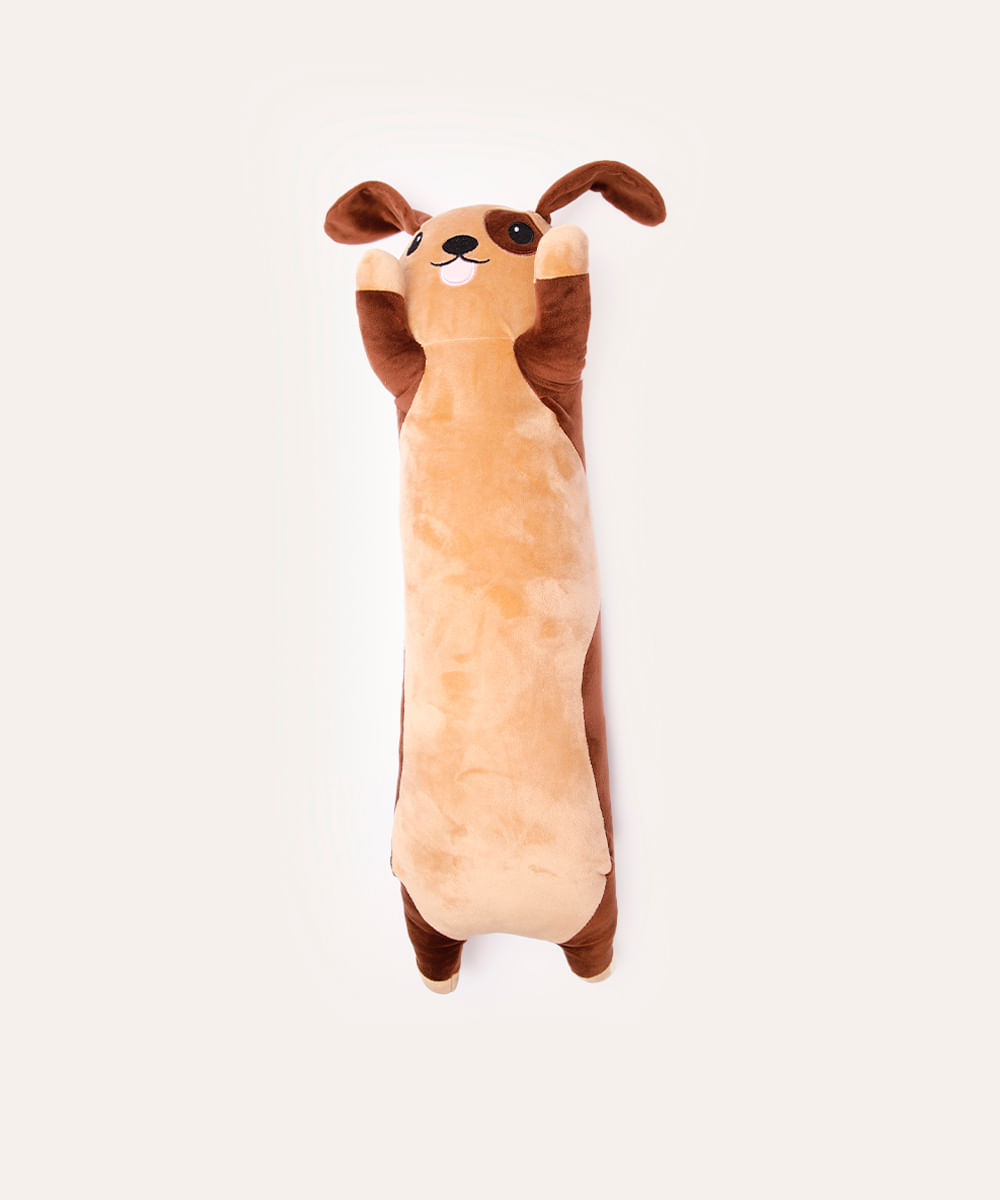 almofada de pelúcia cachorro salsicha marrom