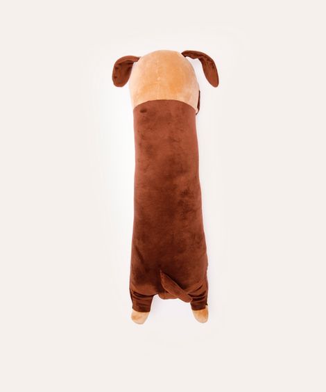 almofada de pelúcia cachorro salsicha marrom