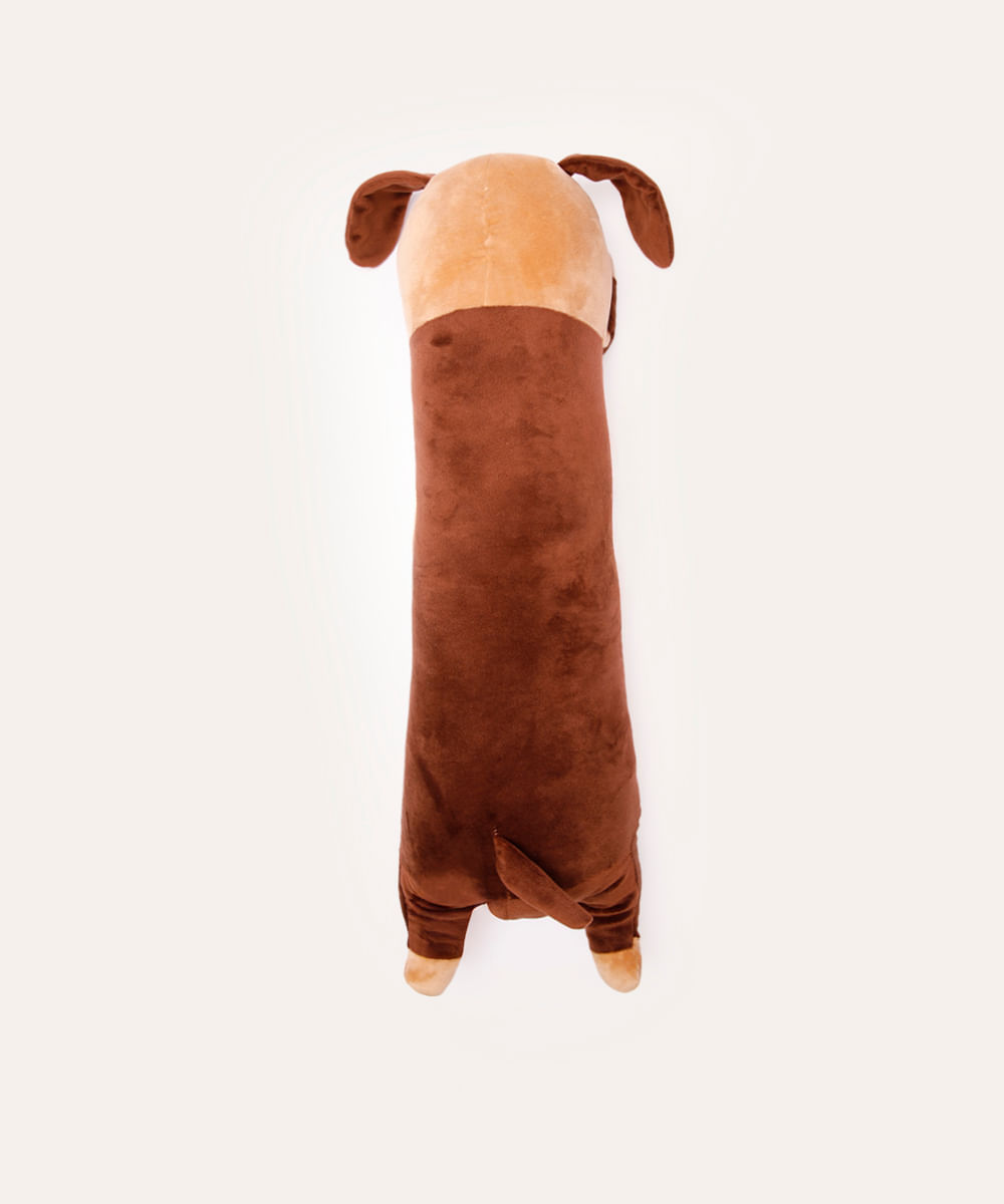almofada de pelúcia cachorro salsicha marrom
