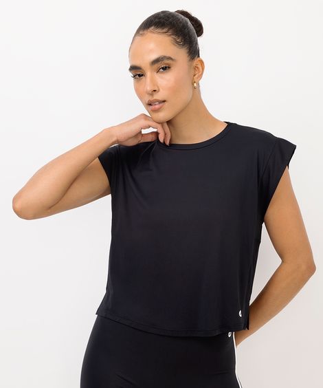camiseta esportiva feminina muscle preta