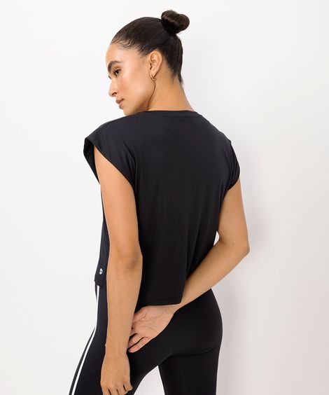 camiseta esportiva feminina muscle preta