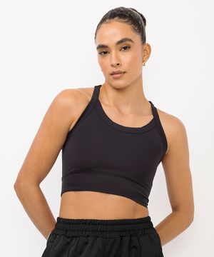 top feminino alongado esportivo ace preto