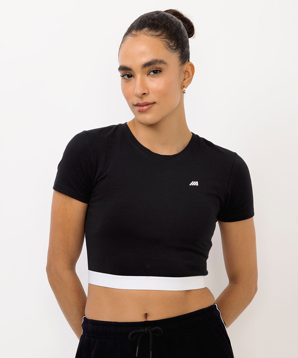 cropped feminino esportivo ace bicolor preto