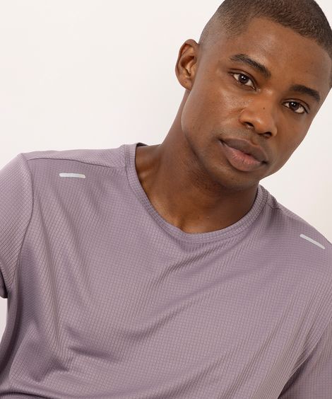 camiseta esportiva masculina run texturizada roxo