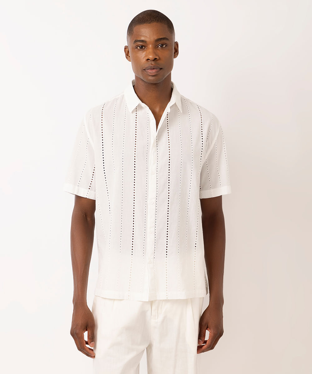 camisa masculina de laise branca