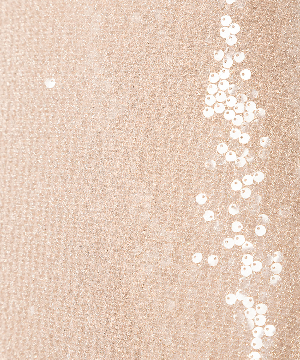 saia midi feminina de paetês com fenda bege