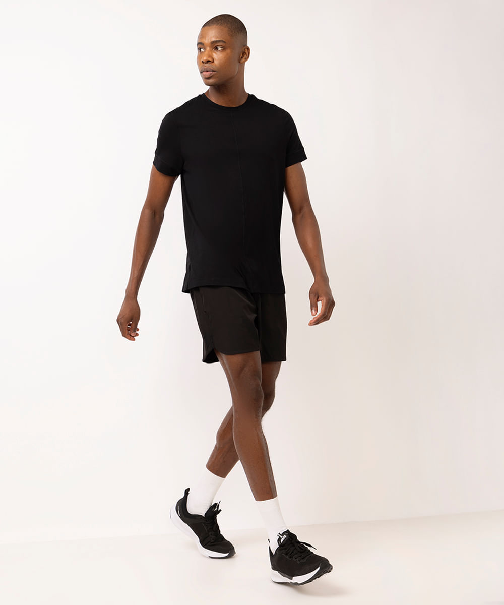 camiseta esportiva masculina yoga preta