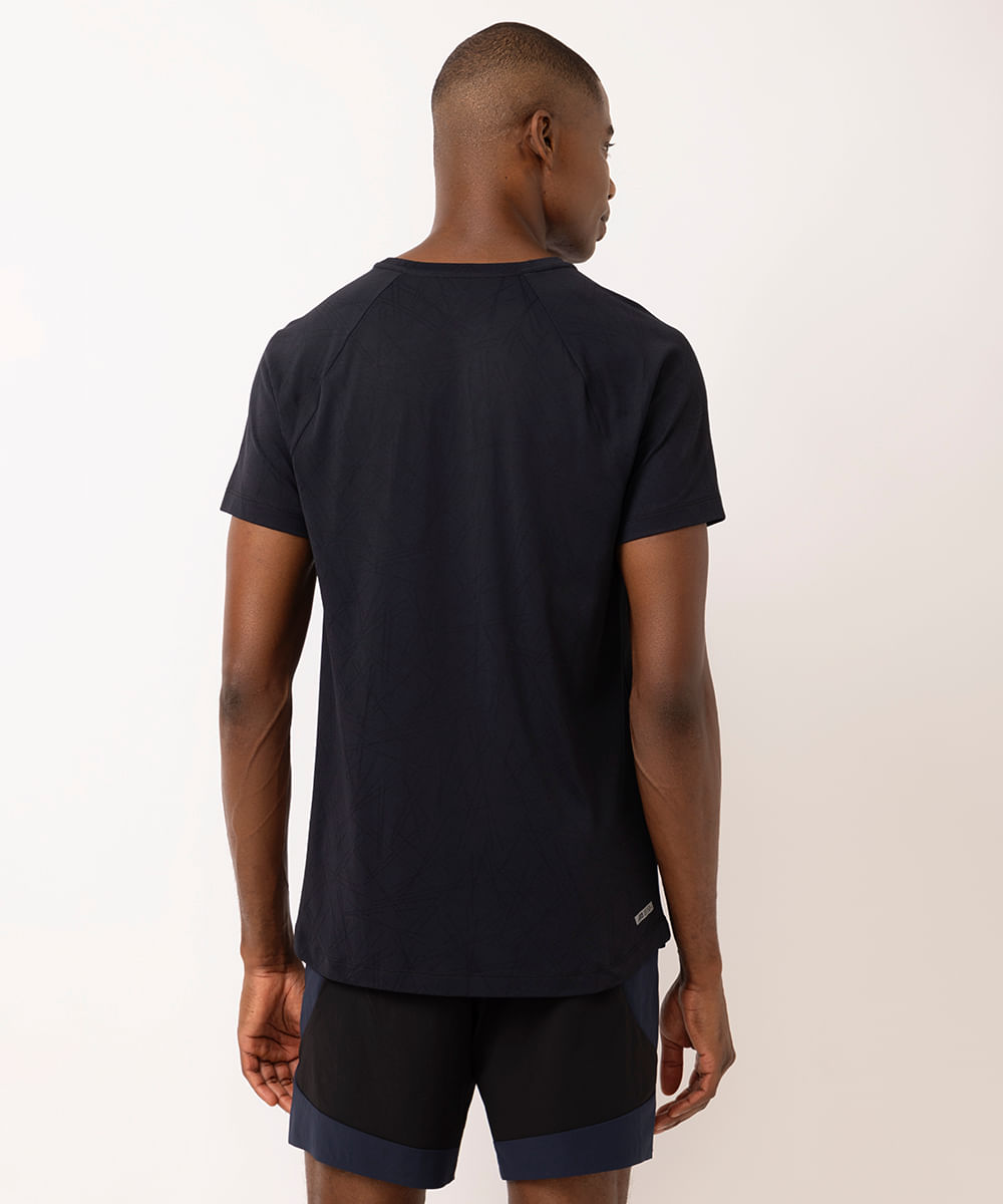 camiseta esportiva slim masculina texturizada preta