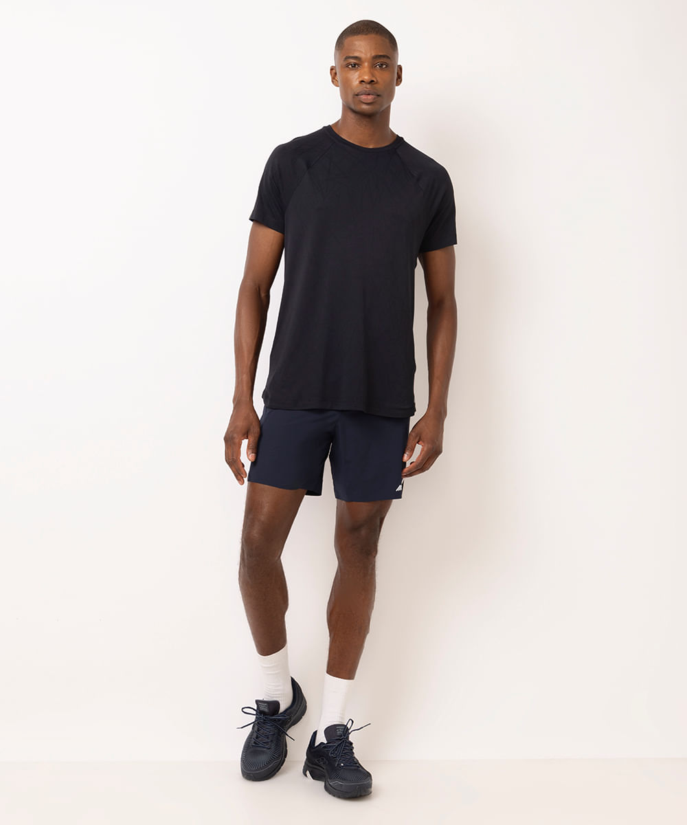 camiseta esportiva slim masculina texturizada preta