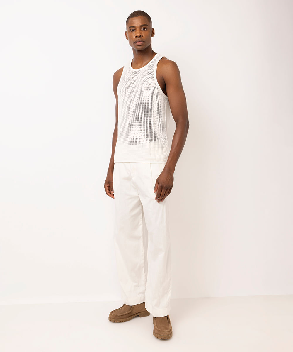 regata masculina de tricot off white