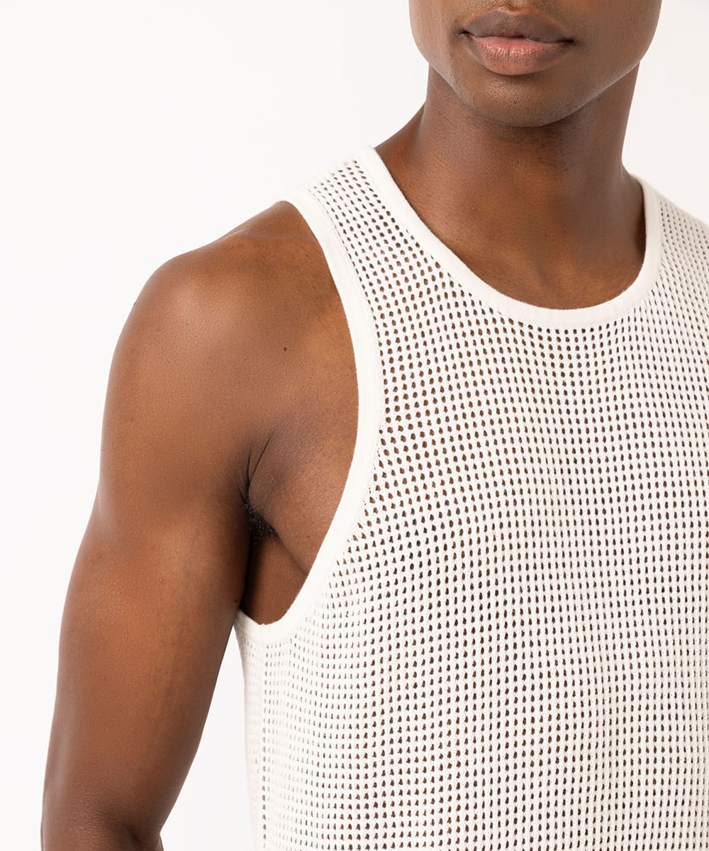 regata masculina de tricot off white