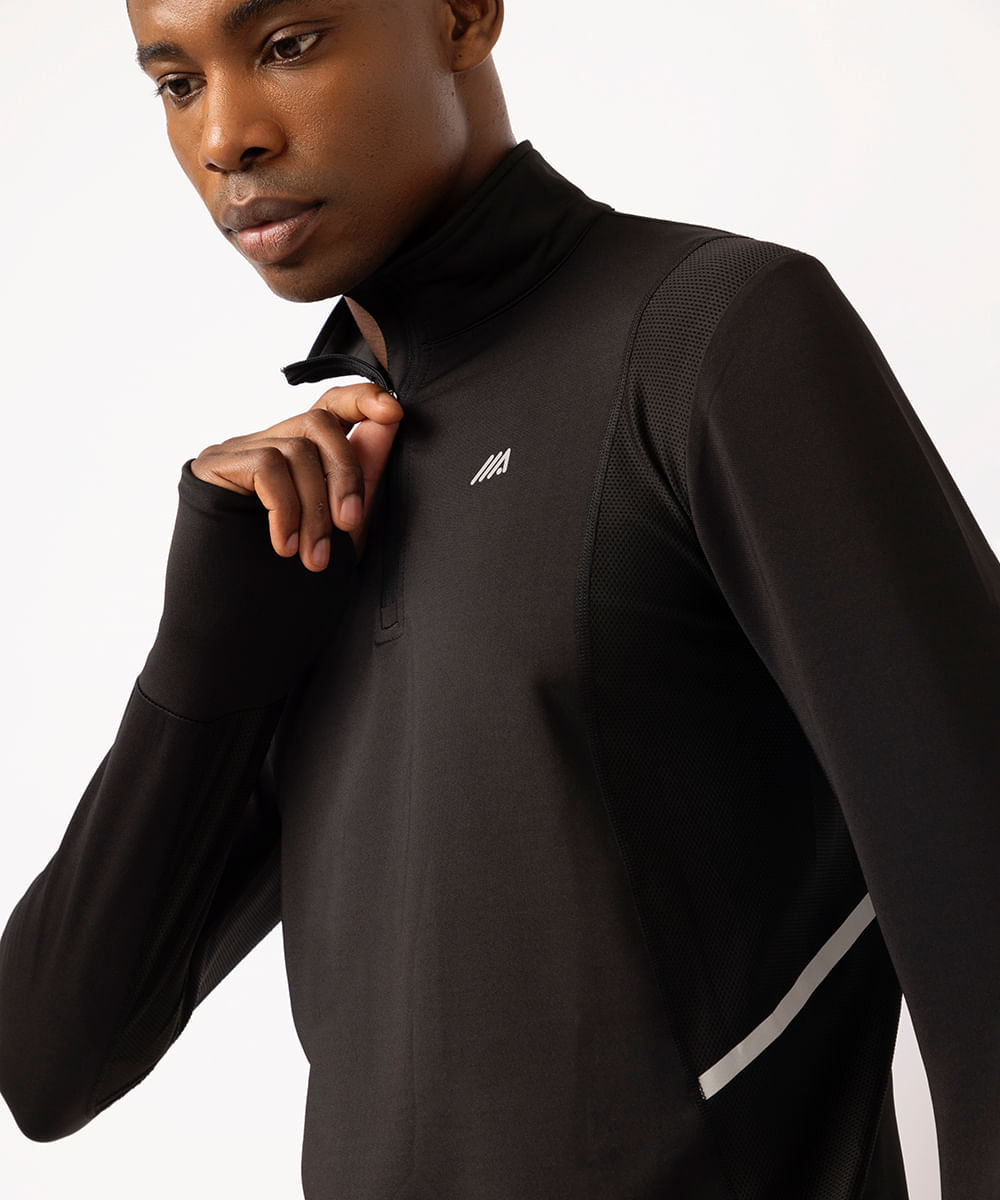 jaqueta masculina esportiva ace gola alta preta