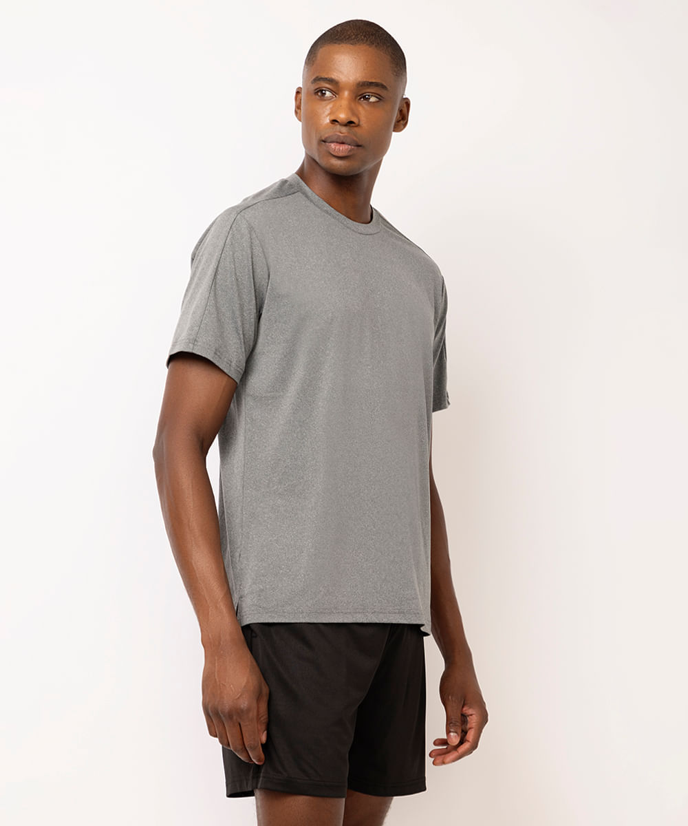 camiseta masculina esportiva ultra stretch cinza