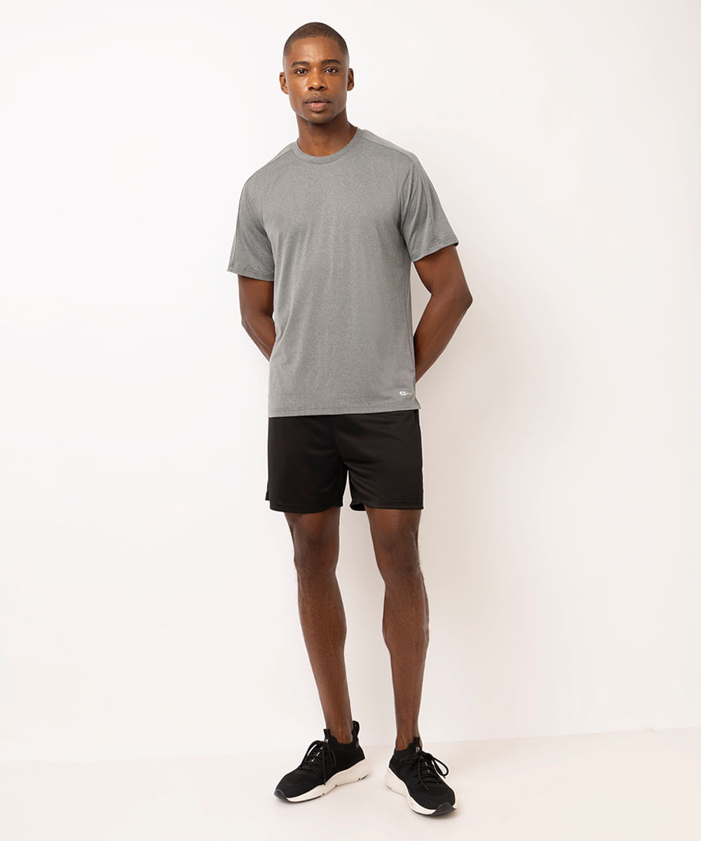 camiseta masculina esportiva ultra stretch cinza
