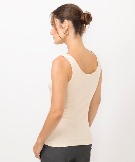 regata feminina de viscose canelada bege