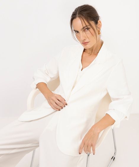 blazer de viscose alongado - off white
