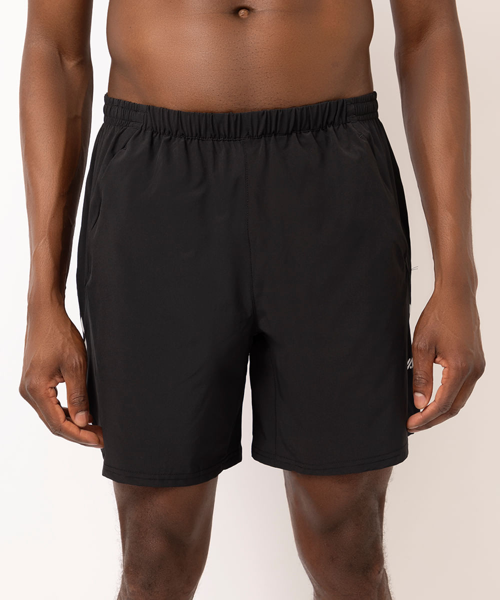 short reto masculino esportivo com reflexivo preto