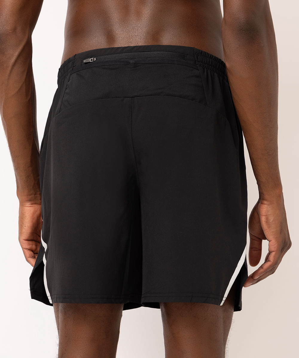 short reto masculino esportivo com reflexivo preto