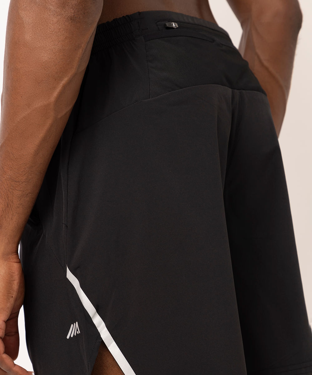 short reto masculino esportivo com reflexivo preto