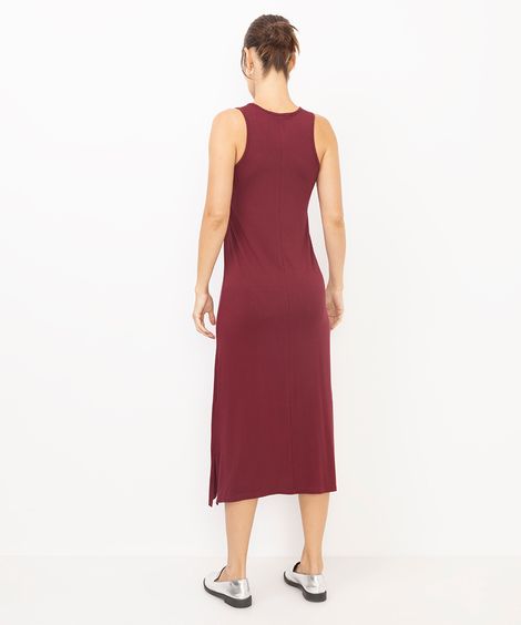 vestido midi feminino básico de viscose vinho