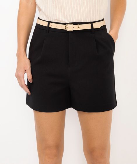 short de alfaiataria feminino com cinto preto