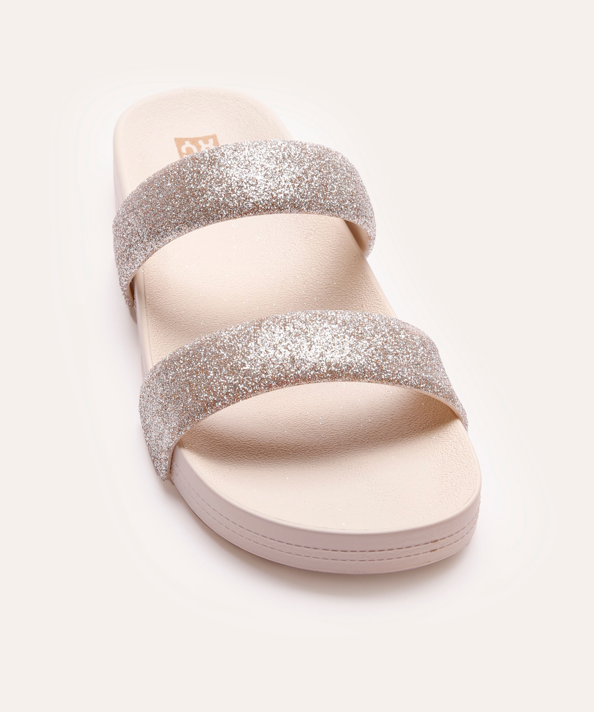 papete feminina com glitter zaxy off white