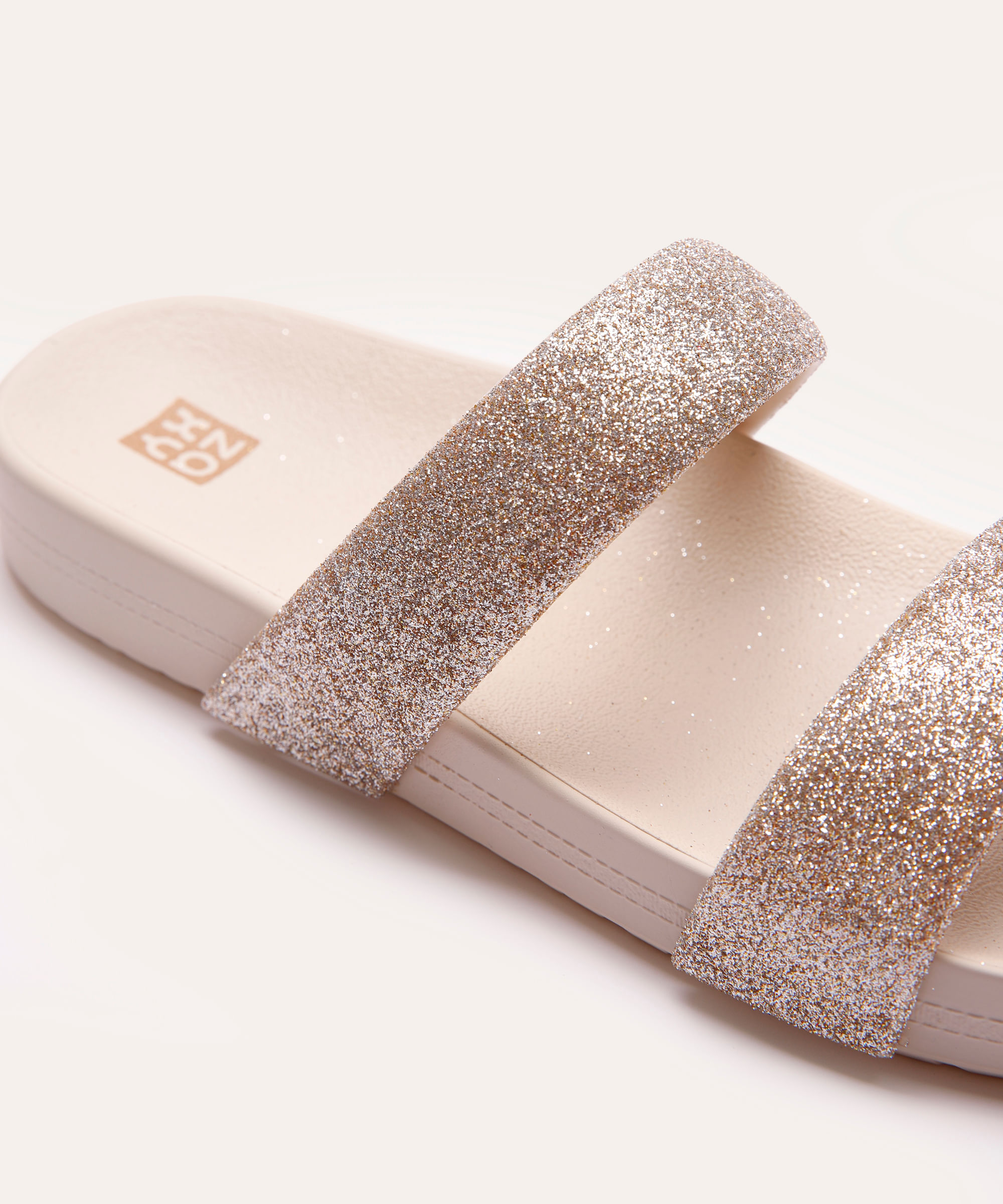 papete feminina com glitter zaxy off white