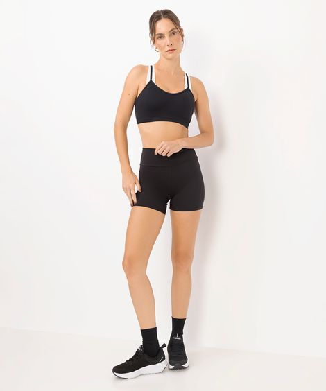 short biker feminino esportivo preto