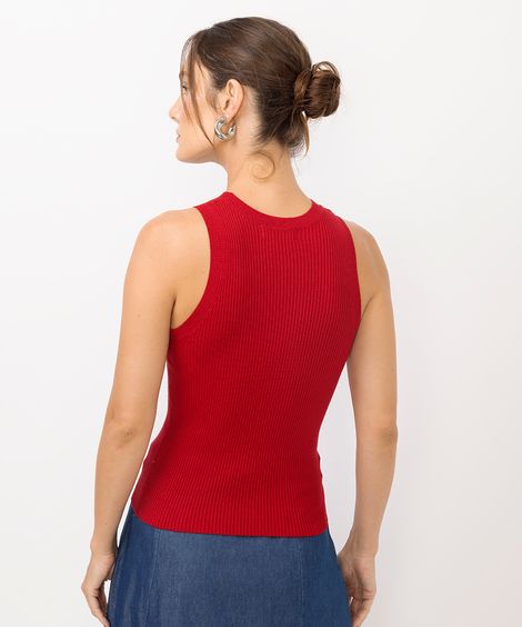 regata de tricot alça média vermelha