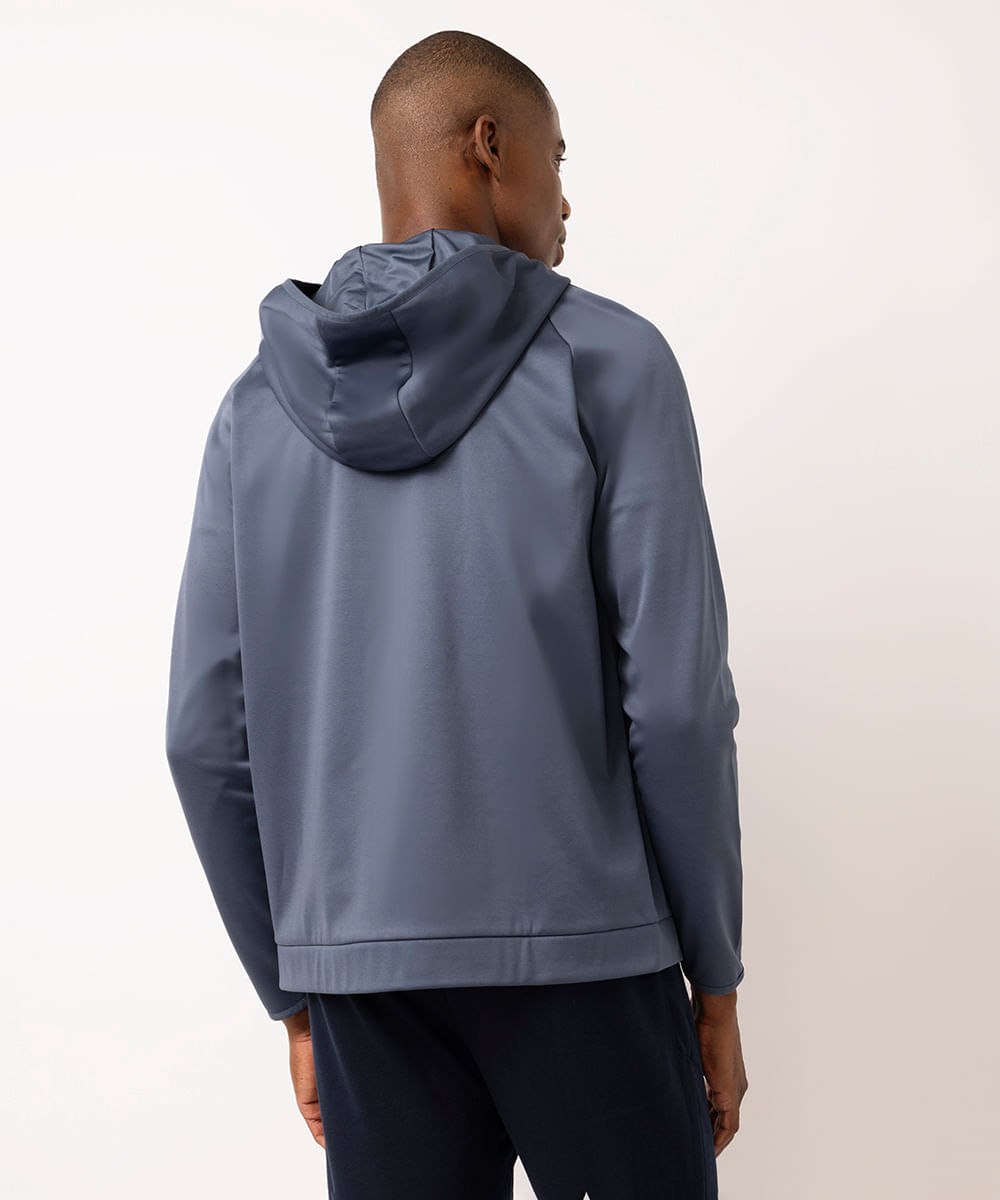 jaqueta masculina esportiva com capuz azul