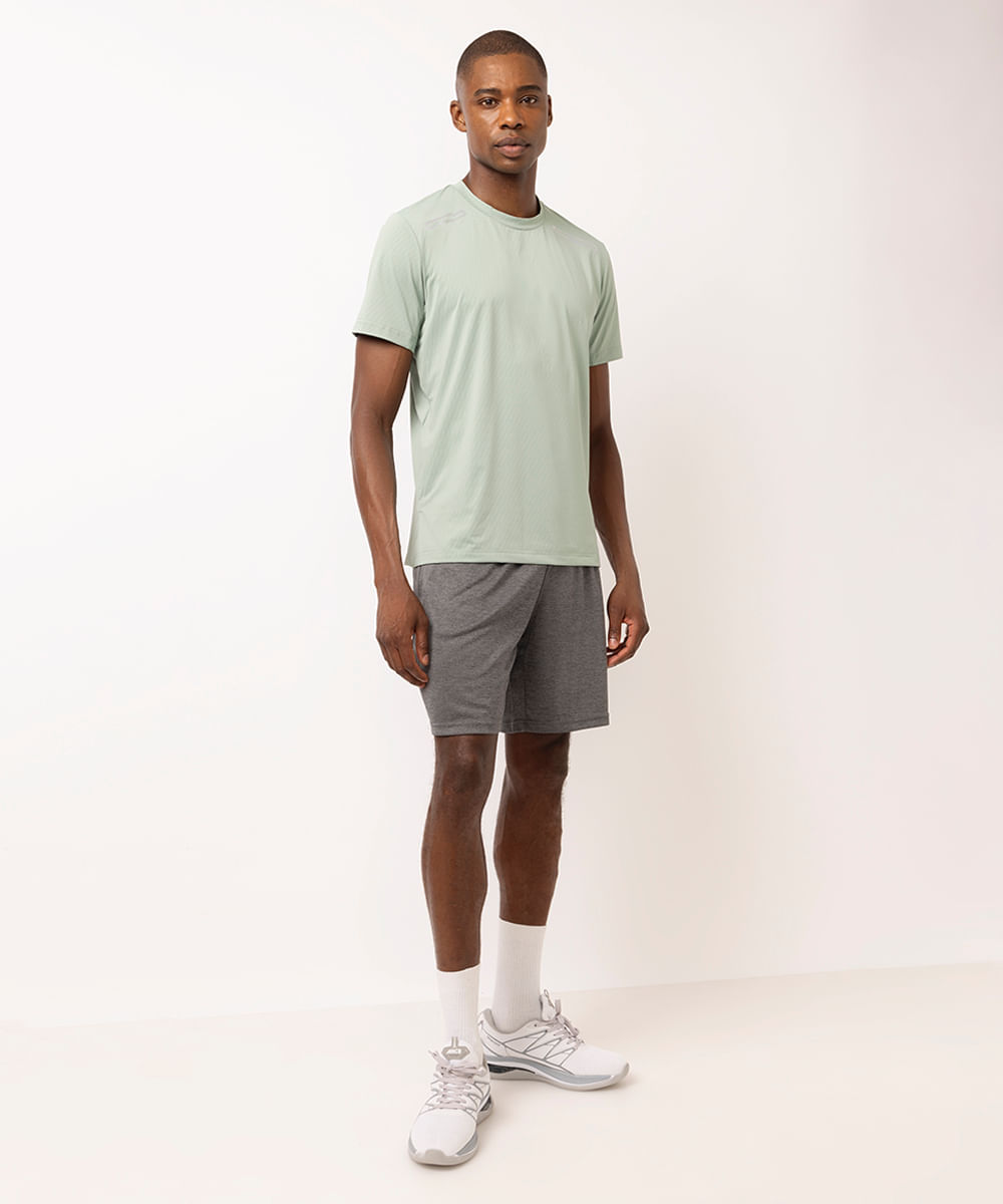 short masculino esportivo com bolso cinza