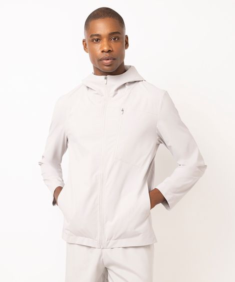 jaqueta masculina esportiva ace com capuz cinza