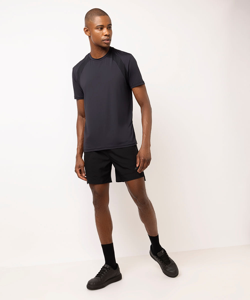 short masculino esportivo ace quadriculado preto