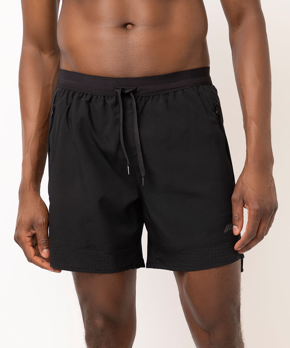 short masculino esportivo ace quadriculado preto