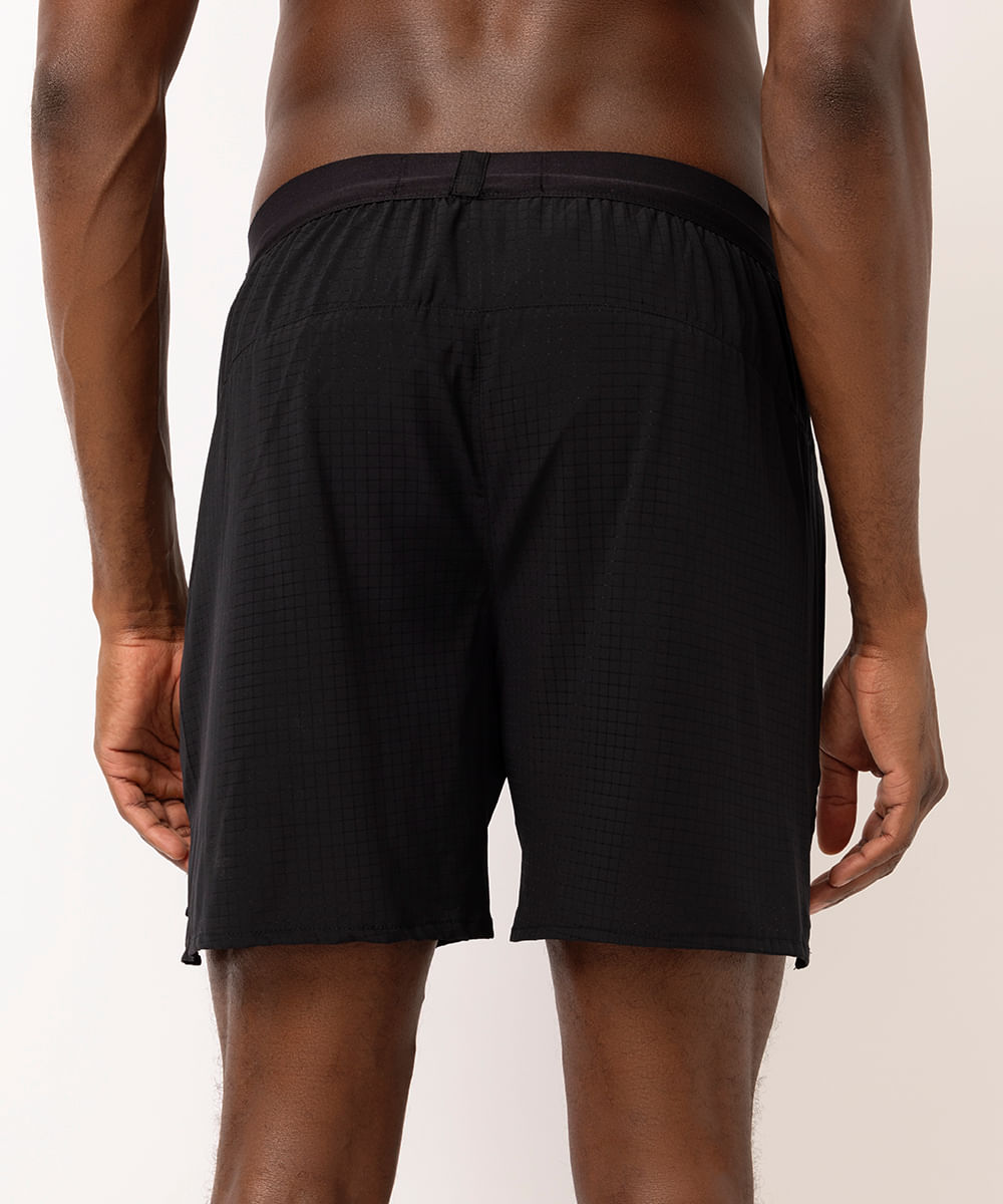 short masculino esportivo ace quadriculado preto