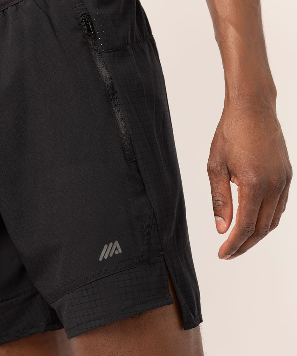 short masculino esportivo ace quadriculado preto